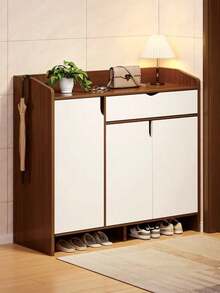 **Armario para zapatos de entrada con diseño simple y dos tonos: Organización multifuncional para crear un vestíbulo ordenado y acogedor** - Multicolor - Ver 1