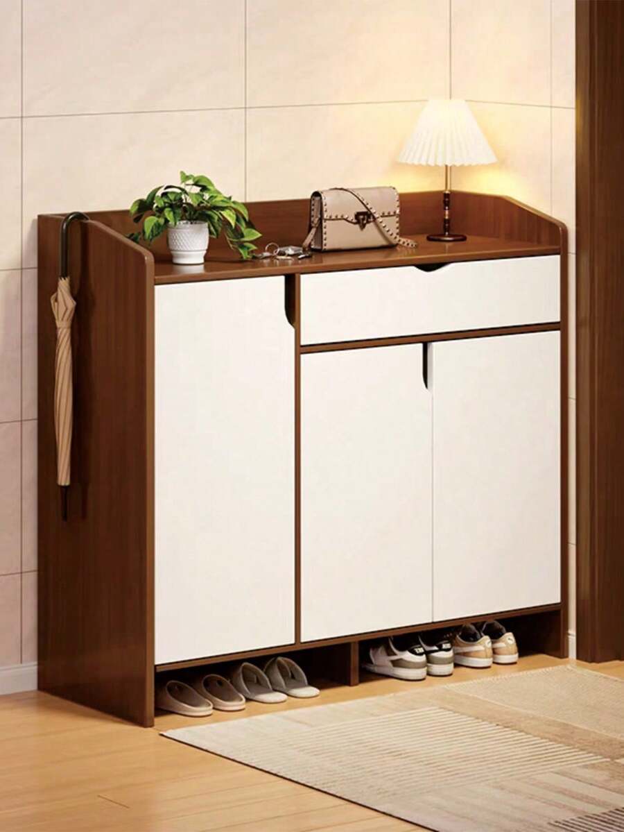 **Armario para zapatos de entrada con diseño simple y dos tonos: Organización multifuncional para crear un vestíbulo ordenado y acogedor** - Multicolor - Ver 1