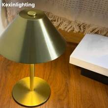 Kexinlighting 1个北欧风格触控台灯，无线单色台灯，LED触控灯，便携式触控灯，3种色温可调，可调光，卧室灯，锥形金属灯罩，独特的触控设计，适用于家居/办公室/餐厅装饰，节日礼物 - 簡約 - 查看 6