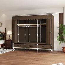 Clothing Rack With Cover,  Metal Garment Rack For Hanging Clothes, Clothing Storage Wardrobe With Cover,  Metal Closet Racks Clothing Storage Organizer For Bedroom 59" W X 17.7" D X 64.9" H, - 棕色 - 查看 5
