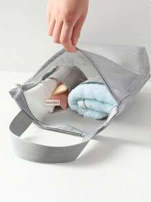 1 件婴儿洗浴用品收纳袋，婴儿洗漱用品收纳袋，便携式手持式，浴室配件收纳袋，简约网眼洗漱包，大容量手持式，旅行浴室用品收纳袋 - 彩色 - 查看 3