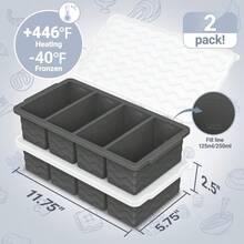 2-Pack Silicone Soup Freezer Trays With Lids - 1-Cup Portion Containers For Broth, Stock & Meal Prep, Leak-Proof Design & Stackable Storage, Perfect For 250mL/125mL Frozen Cubes - 深灰色 - 查看 2