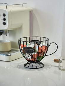 1 pieza Estante de almacenamiento de cápsulas de café de estilo nórdico negro, organizador de lujo para bocadillos y dulces para el hogar, adecuado para exhibición en cafés y bares - por defecto - Ver 4