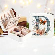 1 件奢华仿皮双层珠宝收纳盒，带安全锁 - 柔软内衬便携式耳环、项链、戒指盒 - 现代桌面展示，适合家庭或办公室，珠宝盒旅行必需品旅行配件旅行包度假返校学校用品珠宝盒 - 白色 - 查看 27