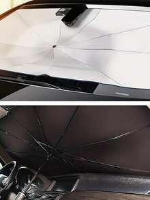 1 יחידות צל תרמי מתקפל לרכב מסך קדמי מגן שמש מגן שמש פריטי קיץ מטריית רכב צל לרכב - מגן UV עמיד עם עיצוב מטרייה מספק הגנה תרמית מיידית לחלונות הקדמיים, אחסון קל והתקנה מהירה - שחור - ראה 3