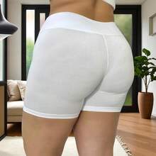 Short Anágua Plus Size Feminino Segunda Pele Cinta Modeladora Shortinho Bermuda Compressão Aperta Barriga - Branco - Visão 3