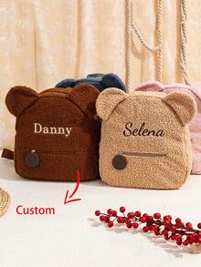 Personalized Embroidered Teddy Bear Backpack, Fluffy Kids Toddler Backpack, Customized Letter Backpack For Children - Many - View 2