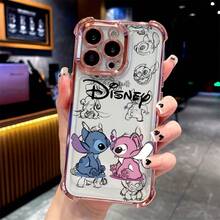 Disney Cartoon Stitch Couple Phone Case For IPhone 16 15 14 13 12 11 Pro Max X XR XS MAX 8 7 Plus Anti-Drop Transparent Soft Back Cover - Mixed Color 1 - View 5