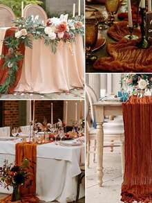 7 Packs Cheesecloth Table Gauze Table Napkins Runner 10ft Boho Gauze Table Runner 35x118 Inch Rustic Cheese Cloth Sheer Table Runner For Wedding Bridal Shower Birthday Party Decorations - Multicolor - View 12