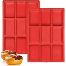 迷你面包盘硅胶烘焙模具适用于迷你面包蛋糕和面包、肉饼、玉米面包、布朗尼、松饼、矩形肥皂块、树脂环氧树脂 - 紅色 - 查看 1