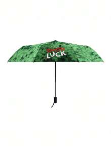 Green Lucky Grass Folding Umbrella Travel Necessities Creative Fun Lightweight Portable Uv Protection Rain Umbrella For Men And Women