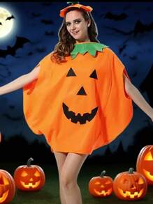 1 pezzo Mantello/Mantellina per Ognissanti, Costume da Zucca di Ognissanti, Outfit per Cosplay e Feste di Ognissanti, Tuta da Zucca