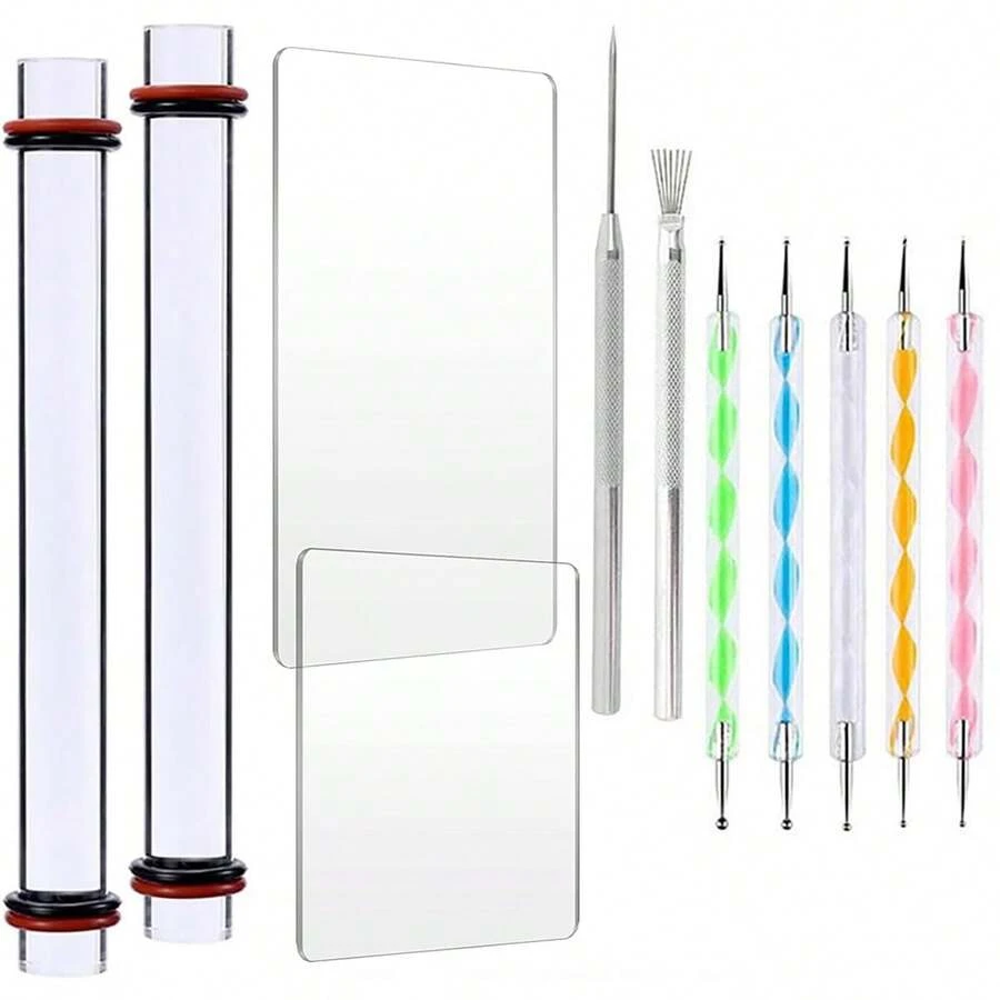 1件/5件/11件聚合物粘土工具套装、亚克力擀面杖、带粗环的粘土擀面杖、双头雕刻笔、耳环制作用品、珠宝制作配件、软陶工具 - 彩色 - 查看 1