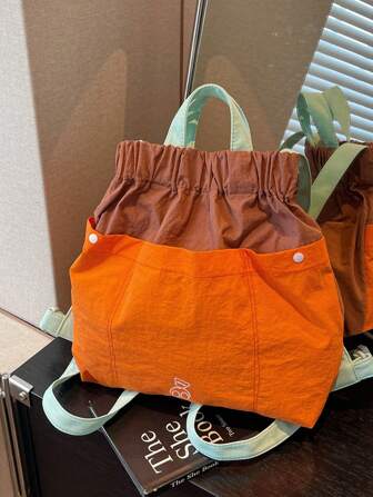 轻便男女通用背包，多巴胺色块，防水尼龙，可折叠，适合户外、旅行、度假、孕妇、学生