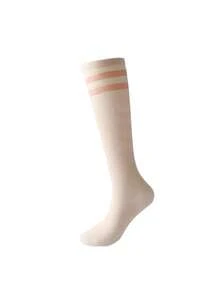 1/2/4双装女士长筒袜，压缩运动袜，适用于羽毛球、健身、跑步、跳绳、瑜伽，学院风，舒适保暖 - 彩色 - 查看 8