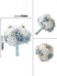 1 Piece Of New Wedding Artificial Bride Bouquet In Blue For Bridesmaid Summer Birthday Gifts Beach Back To School School Supplies Room Decor