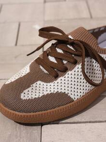 拼色运动鞋 - 拼色休闲运动鞋 - 系带，轻便，软底 - 散步，滑冰，日常穿着 - 女士 - 舒适，时尚，多功能 - 迈向时尚与舒适 - 咖啡 - 查看 7