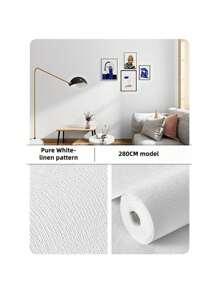 1 Roll 110.24IN Length Textured Linen-Like Removable Wallpaper, Thick Solid Color Peelable & Stick PVC Contact Paper For Bedroom, Living Room Surfaces, Moisture-Proof And Waterproof Self-Adhesive Wall Covering, Suitable For Home Decor And Furniture Renewal Room Decor Wall Decor Bathroom Decor Bedroom Decor Room Decoration Stuff Living Room Decor House Decor Home Decor Living Room Wall Paper Wall Art Wallpapers Wall Stickers Wall Sticker