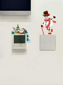 4pcs, Santa Claus Switch Stickers, Playful 3D Elk Snowman Christmas Tree Pattern Wall Stickers, Removable, Merry Christmas Switch Stickers, For Bedroom, Living Room, Bathroom Room Light Switches, Socket Background Wall Decoration, Christmas Decoration, Festive Atmosphere To Your Home, Party Supplies, Xmas Decor, Home Decor