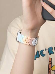 1 pieza Correa de reloj de mujer de moda, de colores, clásica y sencilla, compatible con Apple Watch de 38mm, 40mm, 41mm, 42mm, 44mm, 45mm, 46mm, 49mm, ligera y transpirable, accesorio de reloj compatible con Apple Watch Series 11, 10, 9, 8, 7, SE, 6, 5, 4, 3, 2, 1, Ultra 3/2/1, pulsera de repuesto para deportes, gimnasio, oficina, fiesta, moda