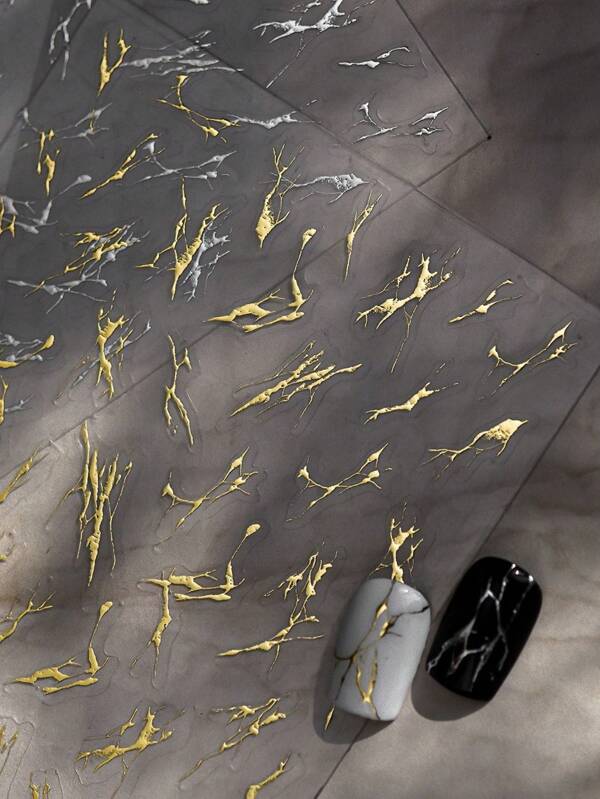 1 szt. 5D naklejki do zdobienia paznokci, wysokiej jakości, złoty/srebrny marmurkowy wzór, dociskane na paznokcie, DIY, artykuły do paznokci, klej do tworzenia sztucznych paznokci, naklejki na paznokcie, ozdoby do paznokci, naklejki na paznokcie DIY