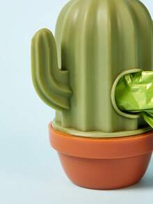 PETSIN 1pc Creative Cactus Shaped Portable Dog Waste Bag Dispenser Including 1 Roll(15pcs) Of Garbage Bags, Lightweight & Durable - Green - View 3