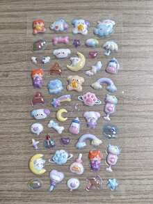 3D 可爱卡通猫贴纸 - 可爱蓬松可重复使用防水贴纸，适用于计划器、日记本、剪贴簿、笔记本电脑、手机壳、平板电脑装饰（产品空心）