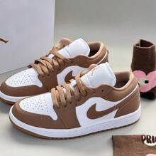 Nike Air Jordan 1 Low AJ1低筒復古籃球鞋 - 白棕色 - 查看 2