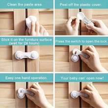 1/2/5/10pcs Premium White Cabinet Door Locks - Locks For Drawer, Cupboards, Fridge, Oven, Closet, Pantry - Adhesive, Easy Installation, Tamper-Proof, Durable Door Latch Locks, Locks For Cupboard