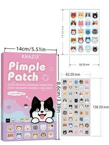 260/390/450片新款猫咪祛痘贴，遮盖瑕疵和痘印，化妆必备，开学必备化妆品 - 彩色 - 查看 4