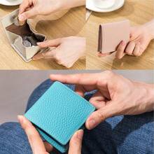 小銭入れ レディース 革 ボックス型 小銭入れ メンズ コインケース ミニ財布 コンパクトサイズ ボタン式 カード 使いやすい コンパクト 薄い こぜにいれ 超軽量 カードケース 通勤のお友に便利 - ブラック - チェックする 6