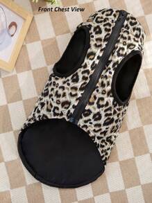 PETSIN Apricot Colored New European And American Leopard Print Water-Based Printed Fabric With Zipper On The Belly Pet Padded Coat/Jacket For Dogs