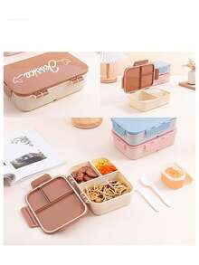 1 pieza Lonchera con tapa abatible personalizada con 1 cuchara de acero inoxidable, lonchera con compartimentos de plástico, lonchera para estudiantes, capacidad de 1200ml, apta para microondas y refrigeración, diseño de hebilla de tres lados, con anillo de sellado de silicona incorporado, a prueba de fugas, adecuada para trabajadores de oficina, estudiantes, maestros, campamentos, salidas. El mejor regalo para amantes, amigos, familiares, maestros, un imprescindible para la temporada de regreso a clases