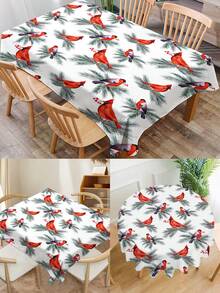 1pc Christmas Series Printed Tablecloth, Modern Polyester Rectangular/Round Waterproof Tablecloth, Digital Printing Suitable For Living Room, Outdoor Dining Table, Small Round Table - Black and White - View 1