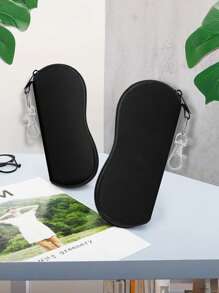 1 peça bolsa portátil para óculos de sol, bolsa macia para óculos de leitura, bolsa de viagem de neoprene para armazenamento de óculos com zíper e clipe
