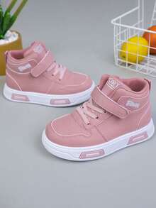 1双儿童秋季新款软底时尚百搭户外防滑休闲高帮运动鞋女童 - 粉色 - 查看 7