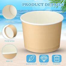 Honeydak 300 Pack 5 Oz Kraft Paper Disposable Ice Cream Cups With Spoons Bulk Small Ice Cream Sundae Bowls Treat Dessert Snack Frozen Yogurt Soup Container Wedding Birthday Party Supplies(Brown,White) - 棕色,白色 - 查看 2