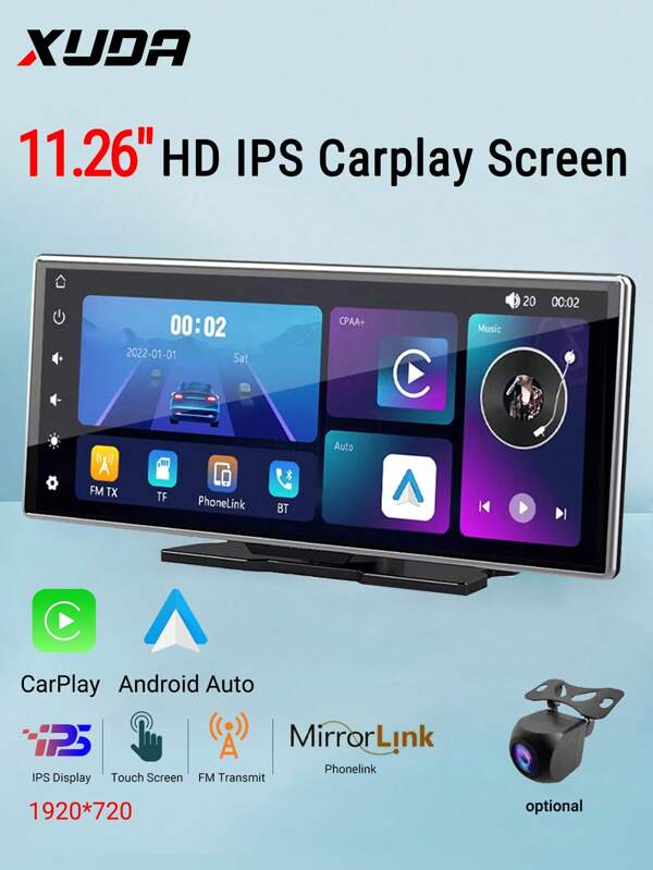 XUDA XUDA 2025 Nueva Pantalla táctil IPS de 11.26 pulgadas Reproductor multimedia portátil MP5 compatible con CarPlay inalámbrico y Android Auto, compatible con Apple o Android Auto