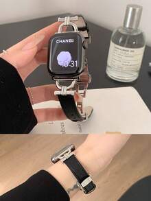 1 Piece Of High-End Leather Strap With A Ladies' Socialite Style, Compatible With Apple Watch 38/40/41/42/44/45/46/49mm Compatible With Apple Watch Ultra/S10/9/8/7/6/5/4/3/2/1
