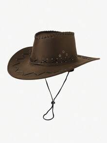 Unisex Suede Cowboy Hat With Brim And Sturdy External Stitching - 咖啡棕 - 查看 1