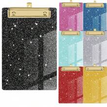 1pc Glitter A6 Acrylic Office Folder - Writing Pad For Note-Taking (Note: The Size Of This Product Is 15cmX10cm, Please Confirm The Size Before Deciding Whether To Buy) - A Must-Have For Student Meetings And School Years.,For School Supplies,Back To School