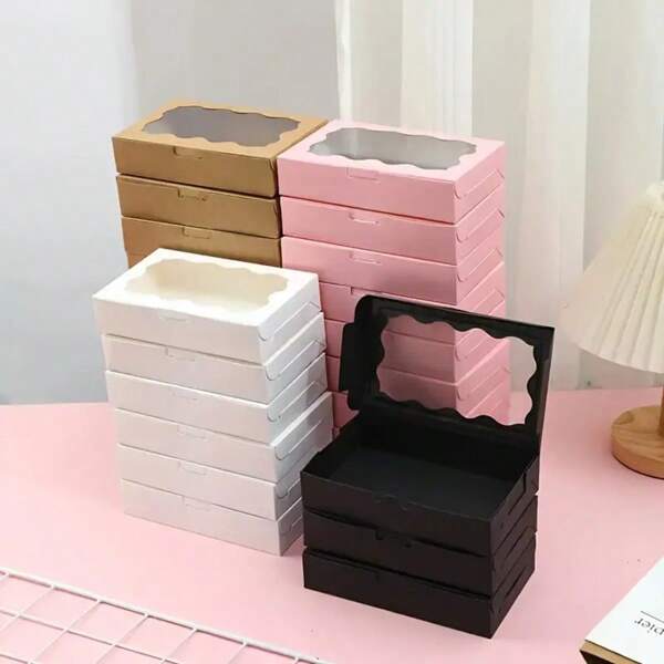 20 caixas de presente de Natal/Halloween com janela transparente - descartáveis com fecho de clipe, perfeitas para presentes de Natal, caixa de presente de Natal | Design festivo | Caixa de presente de papel (Halloween/Natal/Dia dos Namorados/Ação de Graças/Formatura)