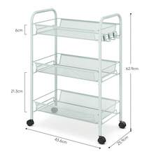 TOOLF 3-Tier Metal Rolling Cart, Mesh Wire Easy Assemble Utility Cart, Storage Trolley On Wheels With 3 Hooks, MetalStorage Shelving Units For Kitchen Bathroom Laundry Room - màu xanh lá - Xem 3