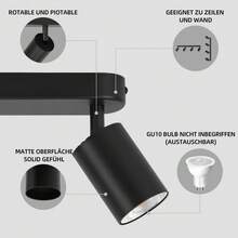 1pc GU10 Recessed Ceiling Light, LED Black Aluminum Ceiling Lamp, Single Head, Dual Head, Adjustable Angle, Replaceable Bulb, Black Tube Light Wall Lamp Spotlight, Suitable For Living Room, Bedroom, Kitchen, Dining Room, Bar, Study - Black Aluminum Ceiling Light - View 5
