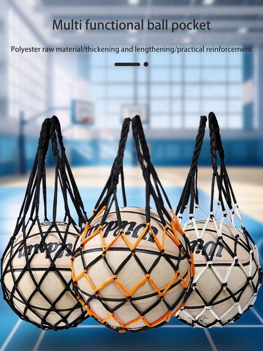 Przenośna, wisząca torba do przechowywania piłek sportowych | Siatkowa torba do koszykówki, Siatkowa torba do siatkówki/piłki nożnej | Torba do przechowywania jednej piłki, Duża siatkowa torba, Pogrubiona siatkowa torba do przechowywania piłek do koszykówki/piłki nożnej/siatkówki, Tkana torba tenisowa, odpowiednia na siłownię, w podróż, na kampus, jako prezent na powrót do szkoły, na trening, Wielofunkcyjny nylonowy dodatek (dostępny w wielu kolorach, styl boho)