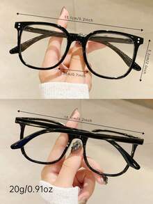 1 Pair Unisex Square Rivet Minimalist Glasses, Suitable For Computer, Gaming, TV, Smartphone, Clear Lenses, Eye Protection