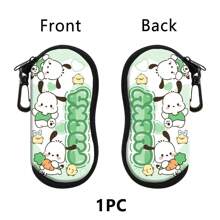 Sanrio 1 pezzo Custodia portaocchiali Hello Kitty - Stile Kuromi, Pompompurin e amici, design a collisione multicolore, design a stampa floreale, con cerniera e gancio, anti-smarrimento e portatile, custodia per occhiali in tessuto morbido e antiurto, adatta per riporre occhiali alla moda e vari piccoli oggetti, regalo di stile per le donne, riutilizzabile, ottimo regalo piccolo per Natale, Ognissanti, compleanni e feste tra amici