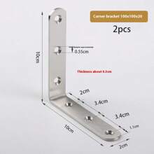 Kątowniki ze stali nierdzewnej, pogrubione wsporniki półek w kształcie litery L o kącie 90 stopni, łączniki sprzętowe do stołów, krzeseł i mebli