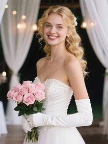 1 Pair Women's 21-Inch Long Opera Gloves, Fashion Elbow Length Gloves For Performance - Multicolor - View 3