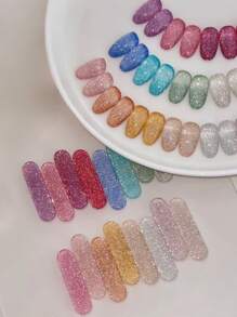 MISS SHAKA 10ml Summer Autumn Nails Halloween Nails Hot Selling Dopamine White Blue Pink Red Burst Broken Diamond Gel Nail Polish Gel 2025 New Style Super Flash Reflective Broken Diamond Nail Salon Nail Art Nail Supplies